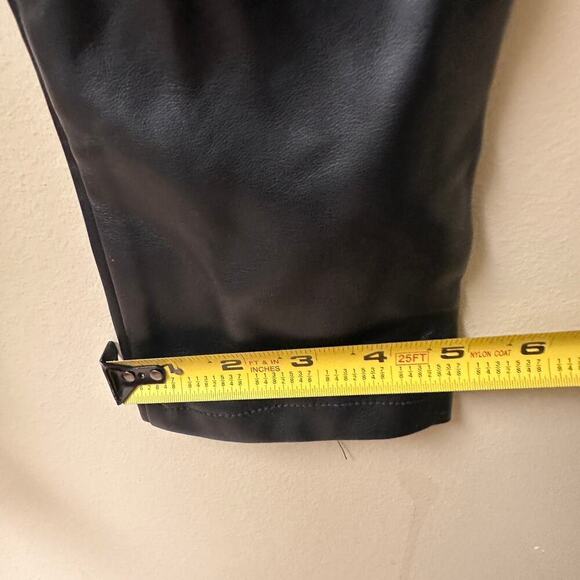 Small Black Faux Leather High Rise Stretchy Wet Skinny Leg Pants Matrix Grunge - Picture 11 of 14